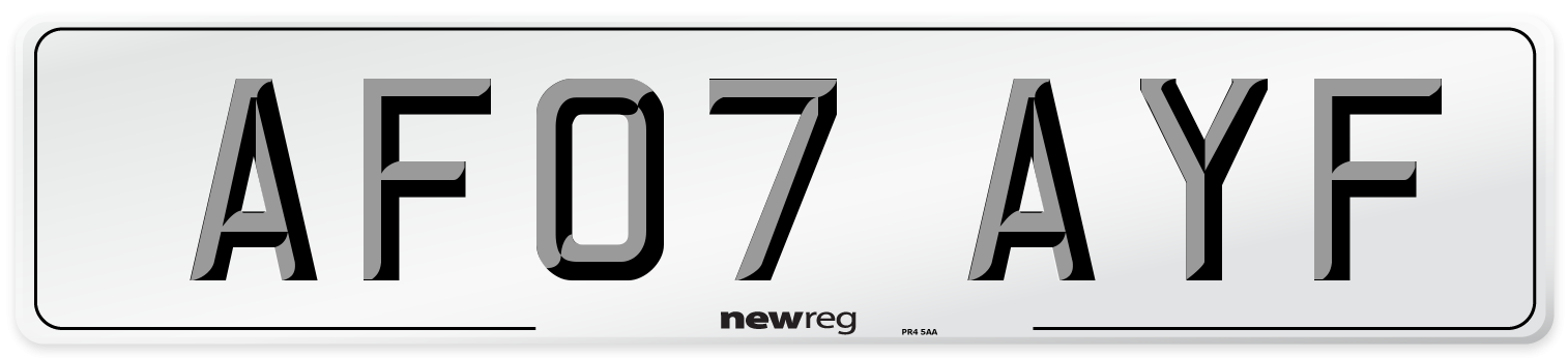 AF07 AYF Number Plate from New Reg